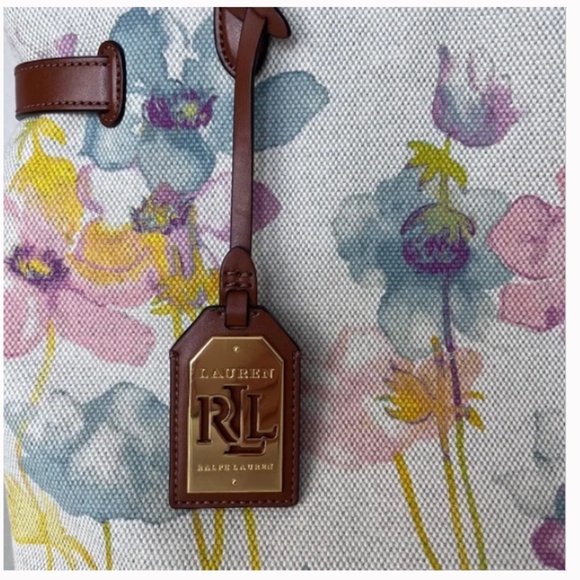 Lauren Ralph Lauren Bolton Shopper Tea Rose Canvas Tote - Picture 6 of 13